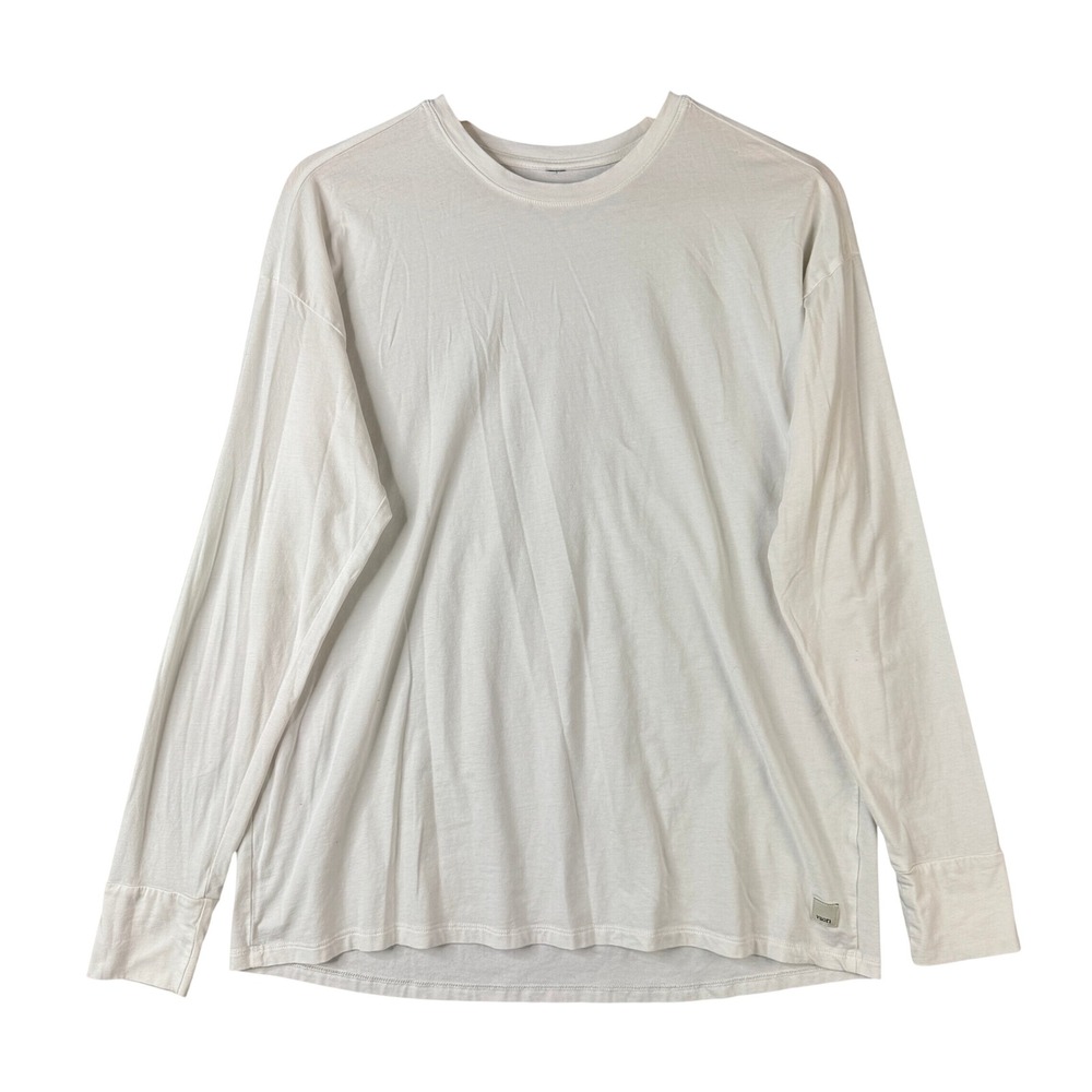 Vuori Mens Current Tech Tee White Long Sleeve Performance Crew Neck Shirt